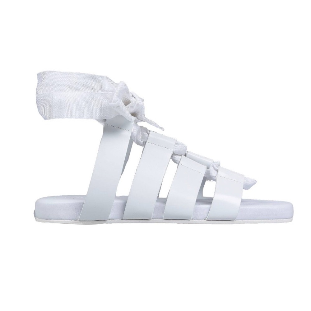 ⭐️ JIL SANDER ⭐️ WHITE GLADIATOR SOFT LEATHER SANDALS W/ WRAPPING STRAPS SIZE: 6 - Picture 1 of 4